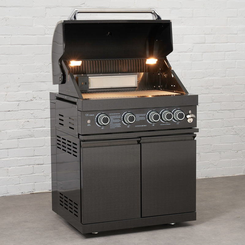 Draco Grills Outdoor Kitchen 4 Burner Black Stainless Steel Gas Barbecue - Image 2