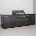Draco Grills 4 Burner BBQ Black Stainless Steel Modular Outdoor Kitchen with Sear Station and Cabinets