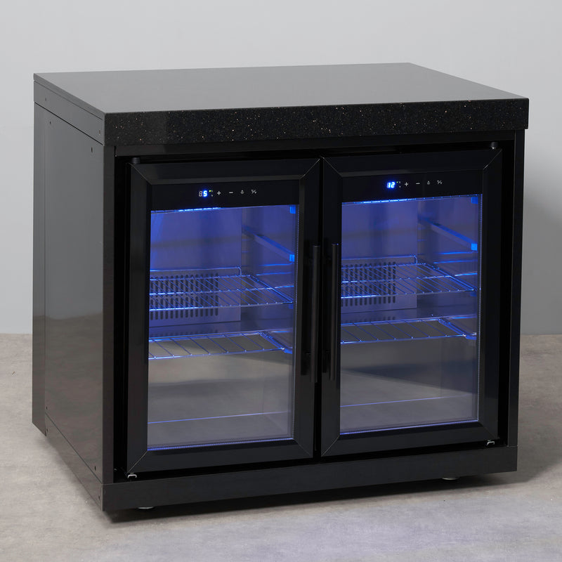 Draco Grills Outdoor Black Stainless Steel Double Fridge Cabinet with Granite Top 120L - Image 3