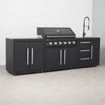 Draco Grills Fusion 6 Burner Black Outdoor Kitchen with Modular Sink and Double Cupboard