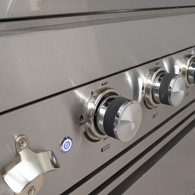 Draco Grills 6 Burner BBQ Modular Outdoor Kitchen with Gas Bottle Cabinet and Double Fridge - Image 2