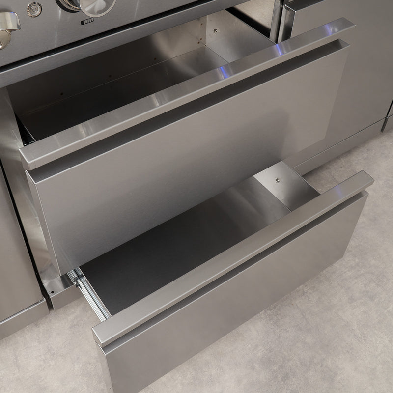 Draco Grills 6 Burner BBQ Modular Outdoor Kitchen with Gas Bottle Cabinet and Double Fridge - Image 7