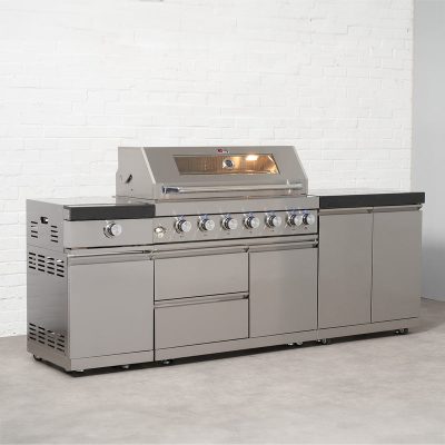 Draco Grills 6 Burner BBQ Modular Outdoor Kitchen with Sear Station and Double Door Cabinet
