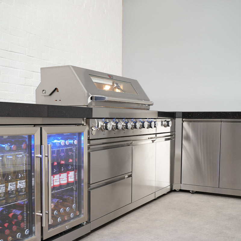 Draco Grills 6 Burner BBQ Modular Outdoor Kitchen with Sear Station, Double Cupboard and Double Fridge - Image 2
