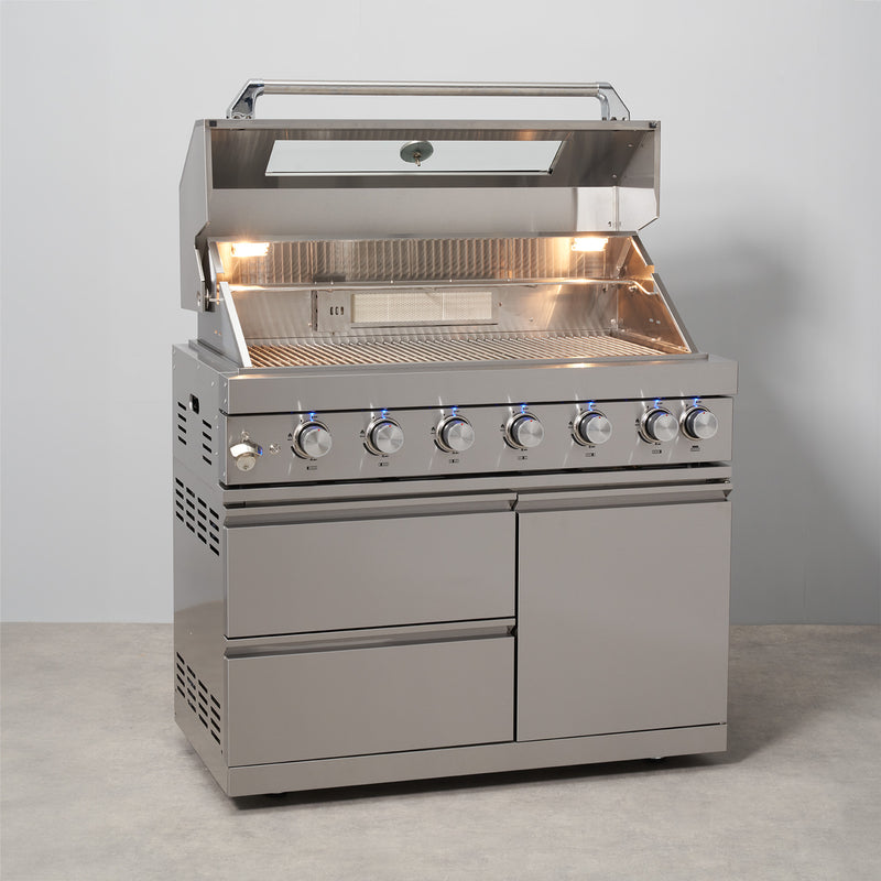 Draco Grills 6 Burner BBQ Modular Outdoor Kitchen with Gas Bottle Cabinet and Double Fridge - Image 12