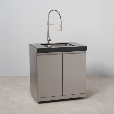 Draco Grills Stainless Steel Double Cabinet with 1 1⁄2 Large Sink and Granite Top