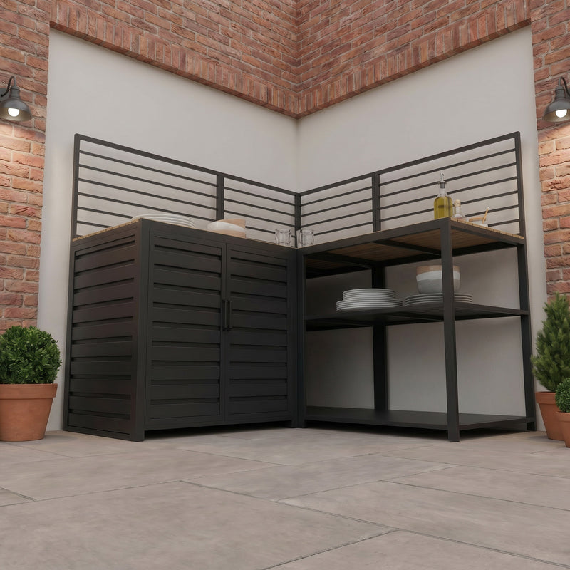 Draco Grills Scandic Modular Outdoor Kitchen with Double Cupboard Shelf & Corner Cabinet - Image 4