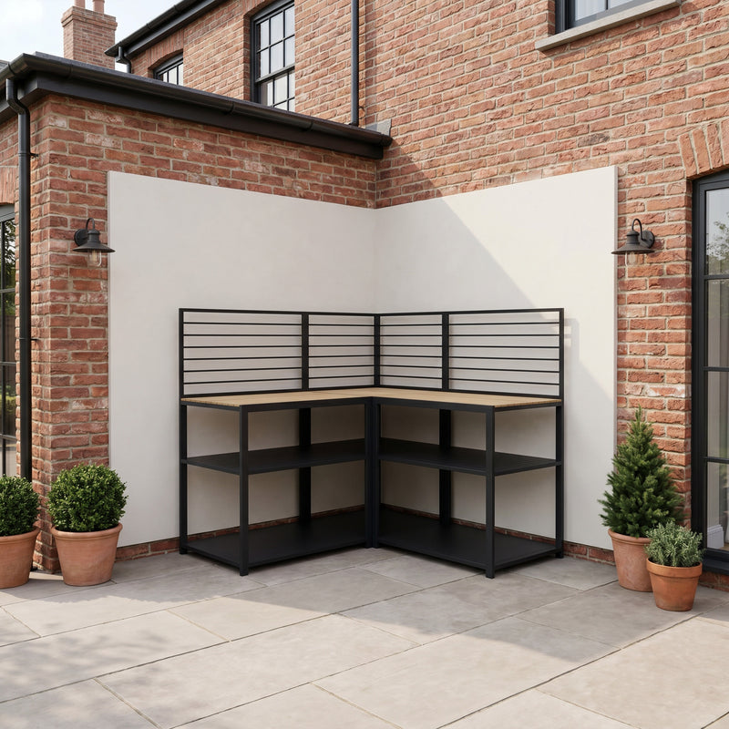 Draco Grills Scandic Modular Outdoor Kitchen with Two Double Shelf Cabinets & Corner Unit - Image 2