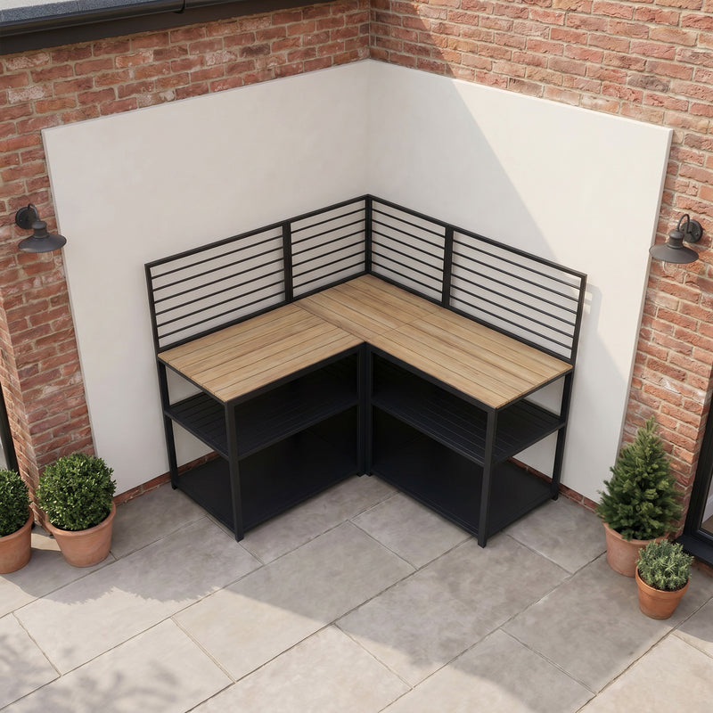 Draco Grills Scandic Modular Outdoor Kitchen with Two Double Shelf Cabinets & Corner Unit - Image 5