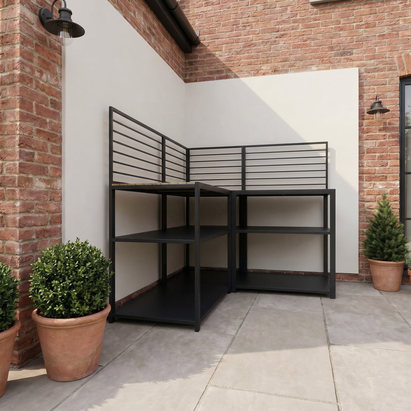 Draco Grills Scandic Modular Outdoor Kitchen with Two Double Shelf Cabinets & Corner Unit - Image 4