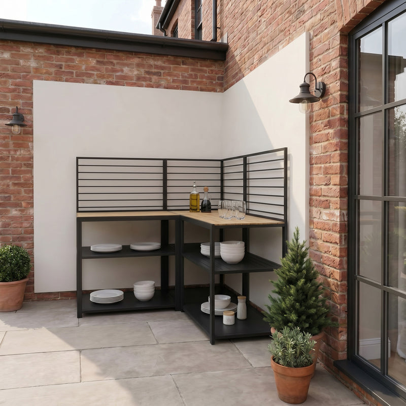 Draco Grills Scandic Modular Outdoor Kitchen with Two Double Shelf Cabinets & Corner Unit - Image 3