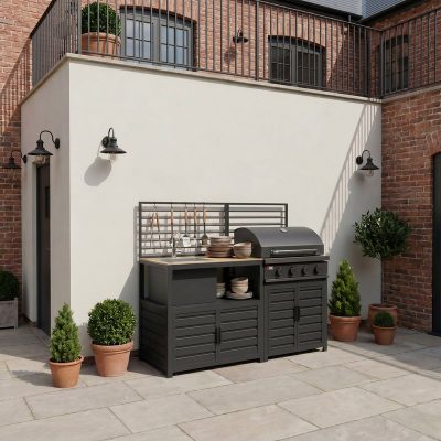 Draco Grills Scandic Modular 4 Burner Barbecue Cabinet with Sink Unit