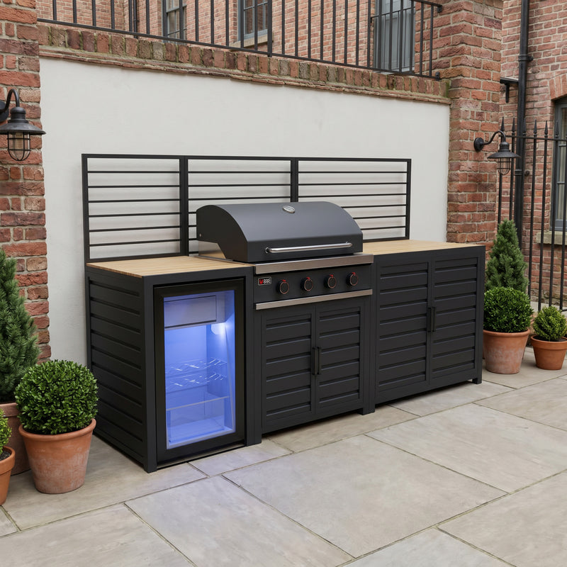 Draco Grills Scandic Modular 4 Burner Barbecue Cabinet with Double Cupboard & Fridge Unit - Image 2