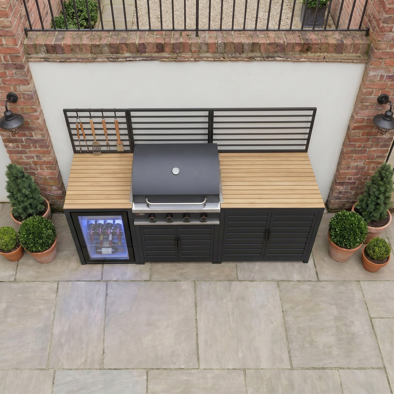 Draco Grills Scandic Modular 4 Burner Barbecue Cabinet with Double Cupboard & Fridge Unit - Image 5