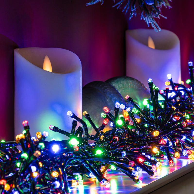 Multi-Coloured LED Multi-Function Christmas Cluster Lights - 960 & 2000