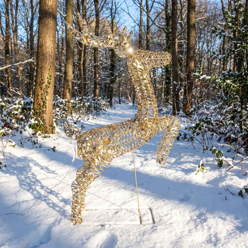 Pre-Lit Christmas Gold Laser Leaping Deer 1.2m with 960 Warm White LED Micro-Lights - Image 9