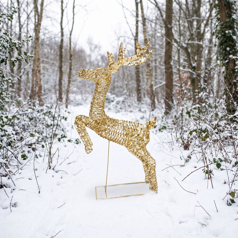Pre-Lit Christmas Gold Laser Leaping Deer 1.2m with 960 Warm White LED Micro-Lights - Image 7