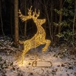 Pre-Lit Giant Christmas Gold Laser Leaping Deer 2.6m with 8300 Warm White LED Micro-Lights