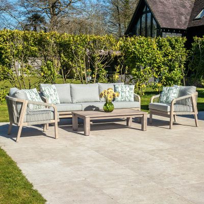 Bracken Outdoors Charlton Acacia Wood and Rope Garden Furniture Lounge Sofa Set with Coffee Table