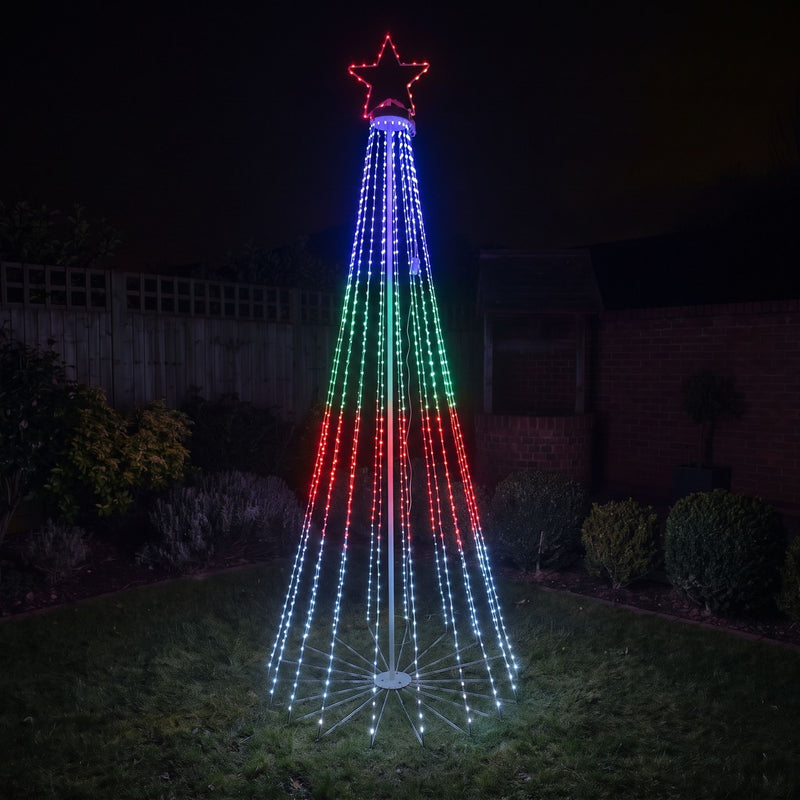 8ft (2.4m) Light Up LED Artificial Christmas Cone Tree with Remote Control - Image 2