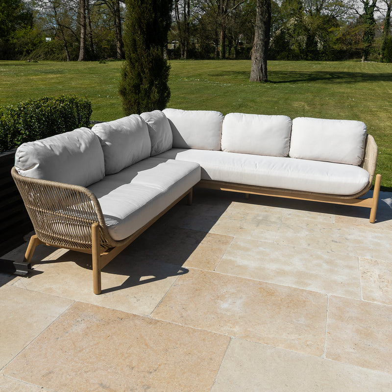 Bracken Outdoors Hampton Acacia Wood and Rope Square Corner Sofa Garden Furniture Set with Coffee Tables - Image 9