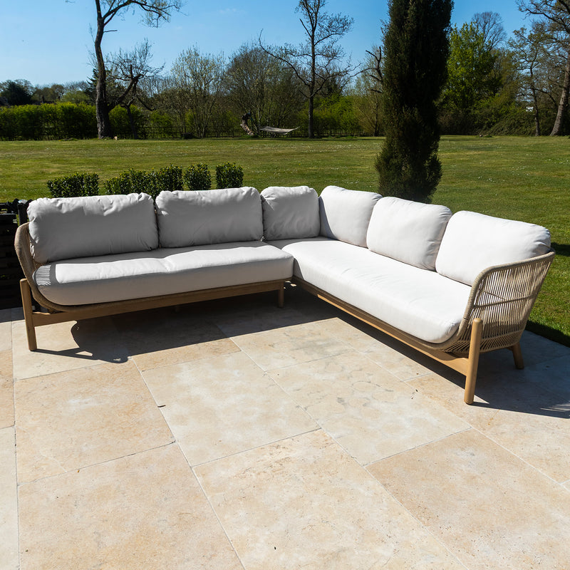 Bracken Outdoors Hampton Acacia Wood and Rope Square Corner Sofa Garden Furniture Set with Coffee Tables - Image 10