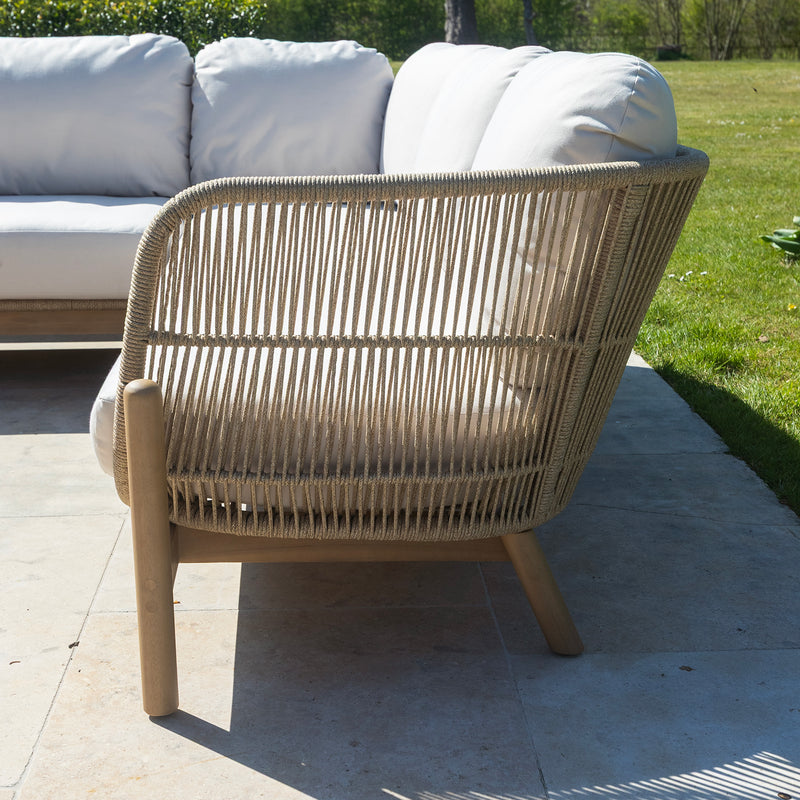 Bracken Outdoors Hampton Acacia Wood and Rope Square Corner Sofa Garden Furniture Set with Coffee Tables - Image 11