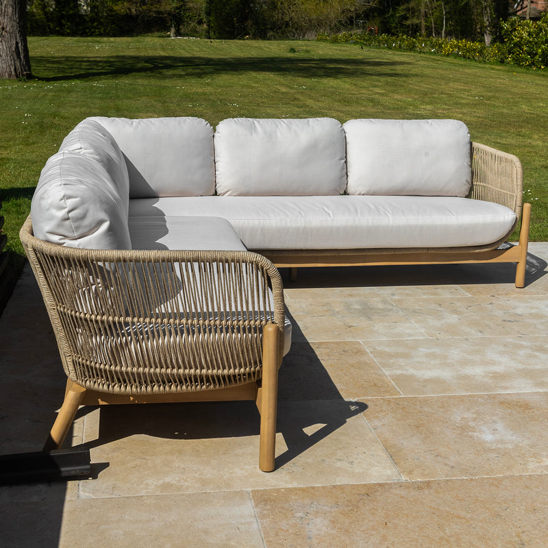 Bracken Outdoors Hampton Acacia Wood and Rope Square Corner Sofa Garden Furniture Set with Coffee Tables - Image 12