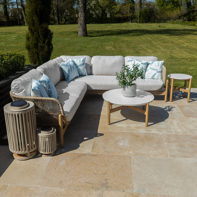 Bracken Outdoors Hampton Acacia Wood and Rope Square Corner Sofa Garden Furniture Set with Coffee Tables - Image 4