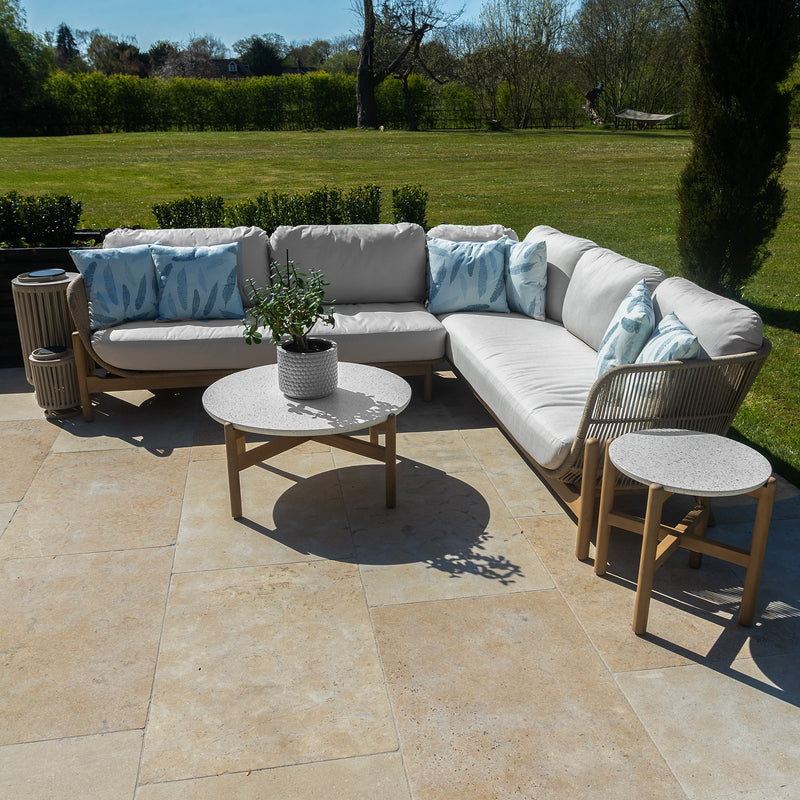 Bracken Outdoors Hampton Acacia Wood and Rope Square Corner Sofa Garden Furniture Set with Coffee Tables - Image 13