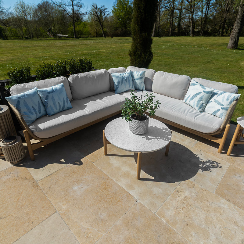 Bracken Outdoors Hampton Acacia Wood and Rope Square Corner Sofa Garden Furniture Set with Coffee Tables - Image 14