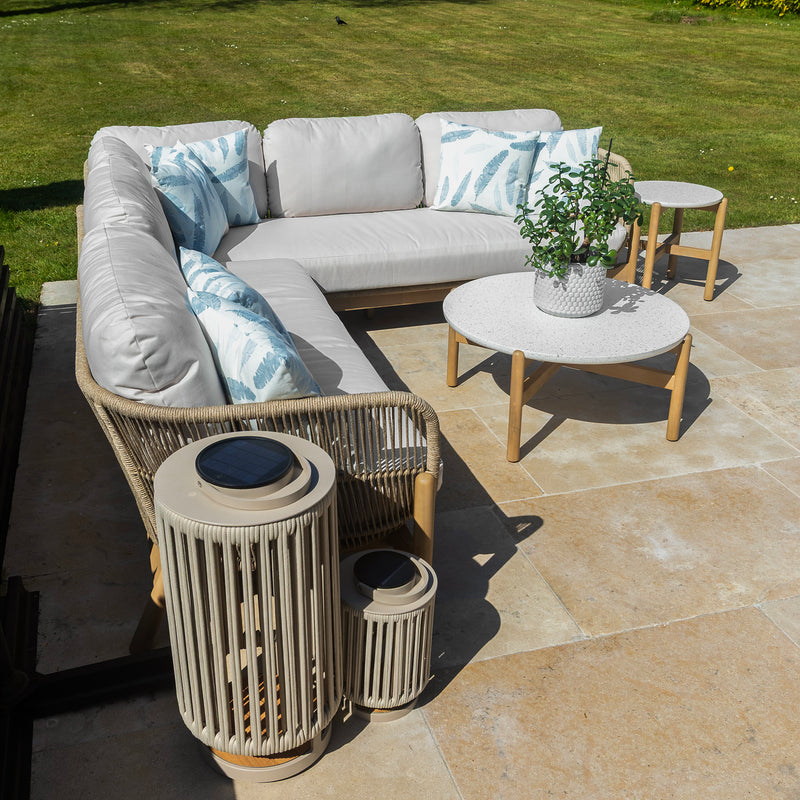 Bracken Outdoors Hampton Acacia Wood and Rope Square Corner Sofa Garden Furniture Set with Coffee Tables - Image 15