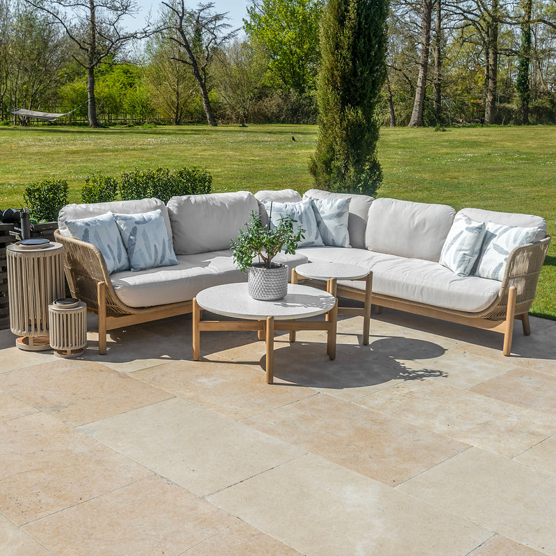 Bracken Outdoors Hampton Acacia Wood and Rope Square Corner Sofa Garden Furniture Set with Coffee Tables - Image 7