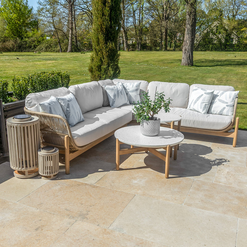 Bracken Outdoors Hampton Acacia Wood and Rope Square Corner Sofa Garden Furniture Set with Coffee Tables - Image 19
