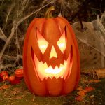 Giant Halloween Pumpkin Ornament with Warm White LED Lights