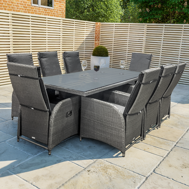 Bracken Outdoors Dakota 8 Seat Rectangular Rattan Garden Furniture Set with Recliners - Image 2