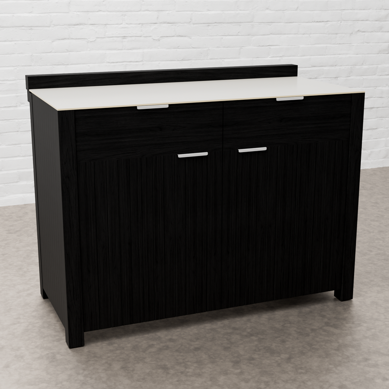 Draco Grills Teak Carbon Line Modular Outdoor Kitchen Double Door & Drawer Cabinet with Ceramic Top