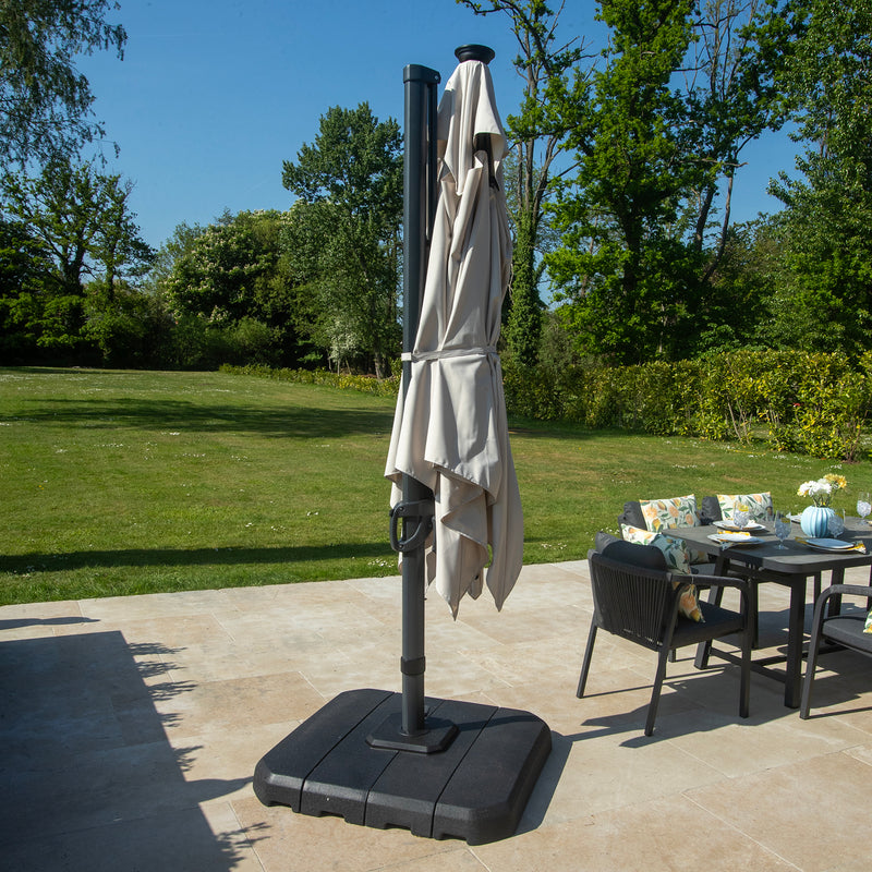 Bracken Outdoors Ecru 3.3m Round Cantilever Parasol With Solar LED Lights & FREE Base - Image 8