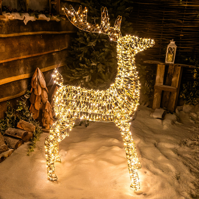 Pre-Lit Christmas Gold Laser Lit Reindeer Family with Warm White LED Micro-Lights - Image 5