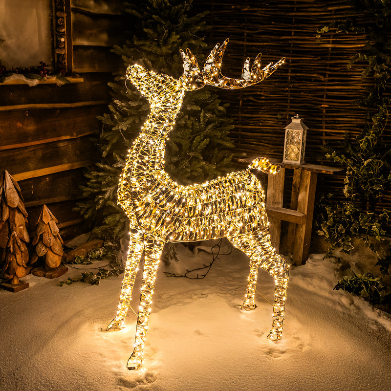 Pre-Lit Christmas Gold Laser Lit Deer 120cm with 960 Warm White LED Micro-Lights - Image 2