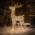 Pre-Lit Christmas Gold Laser Lit Deer 100cm with 720 Warm White LED Micro-Lights