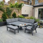 Bracken Outdoors Miami Dark Aluminium Rectangular Corner Set with Adjustable Table Bench and Armchair