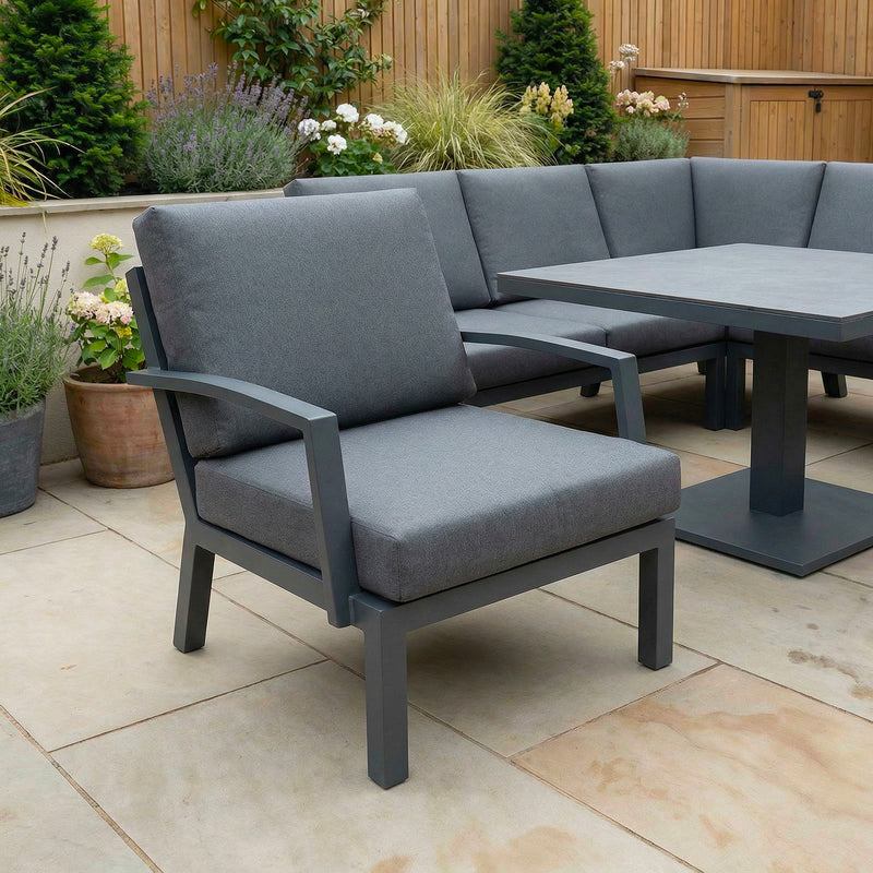 Bracken Outdoors Miami Dark Aluminium Compact Corner Set with Adjustable Table and Armchairs - Image 5