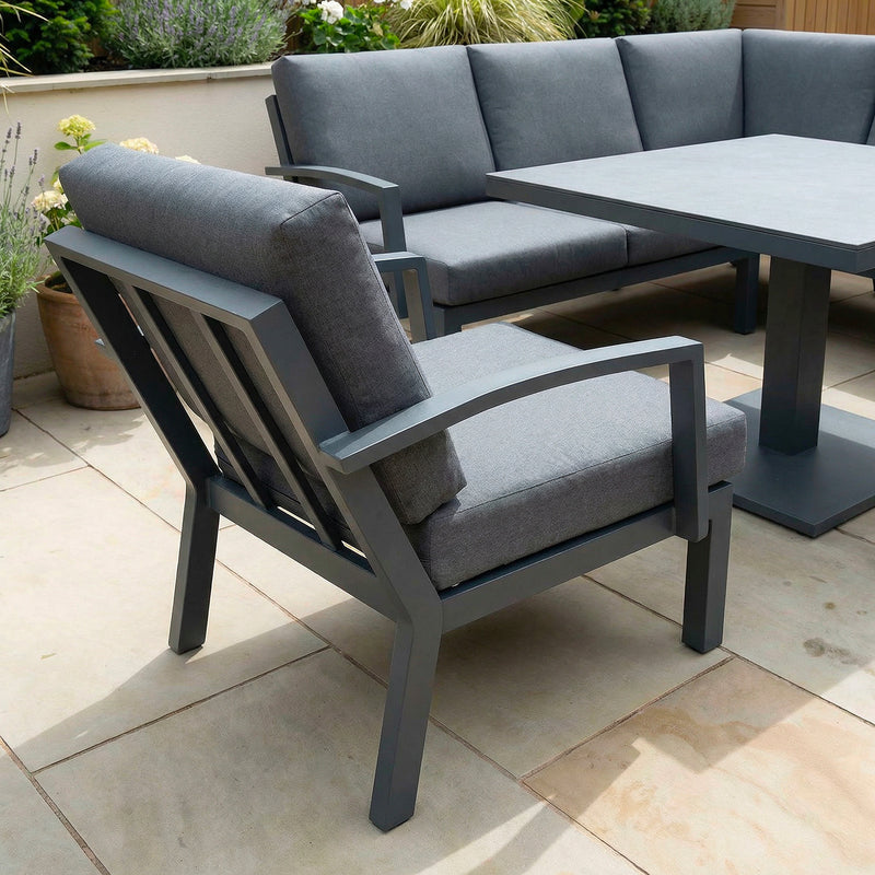 Bracken Outdoors Miami Dark Aluminium Compact Corner Set with Adjustable Table and Armchairs - Image 7