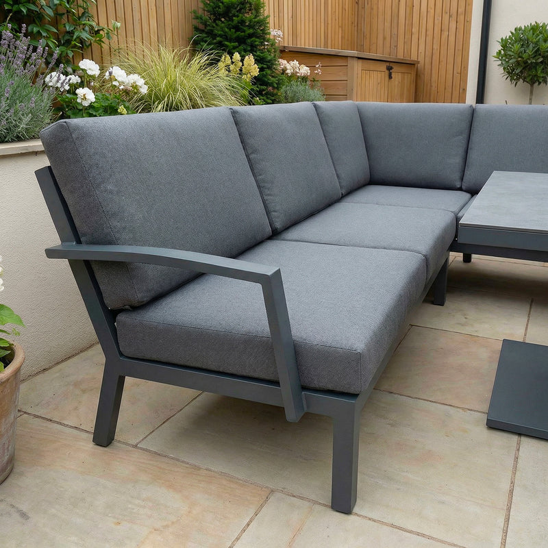 Bracken Outdoors Miami Dark Aluminium Compact Corner Set with Adjustable Table and Armchairs - Image 8