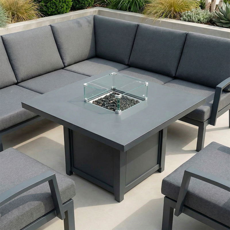 Bracken Outdoors Miami Dark Aluminium Compact Corner Set with Fire Pit Table and 2 Arm Chairs - Image 9