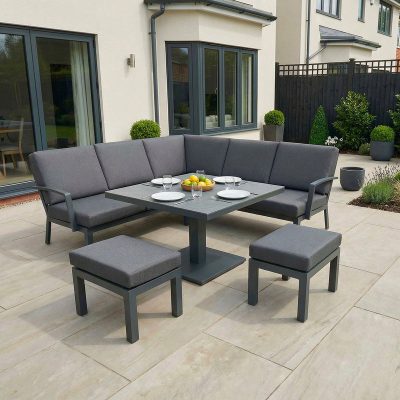Bracken Outdoors Miami Dark Aluminium Compact Corner Set with Adjustable Table and Stools
