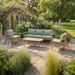 Bracken Outdoors Tetbury Acacia Wood and Rope Lounge Sofa Garden Furniture Set with Coffee Table