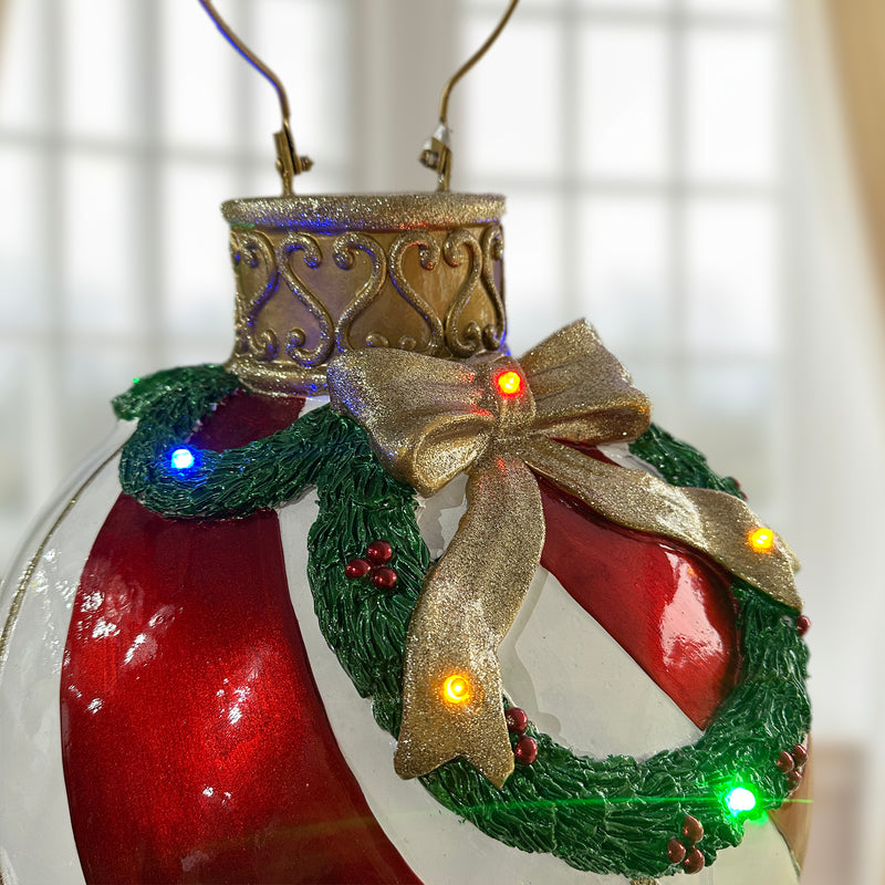 5ft Multi-Coloured Christmas Bauble Stack with Multicoloured LED Lights - Image 2