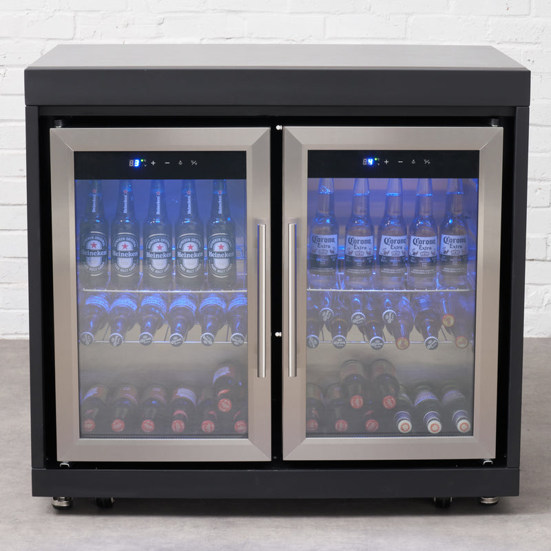 Draco Grills Fusion Outdoor Black Double Fridge Cabinet with Sintered Stone Top 120L - Image 2